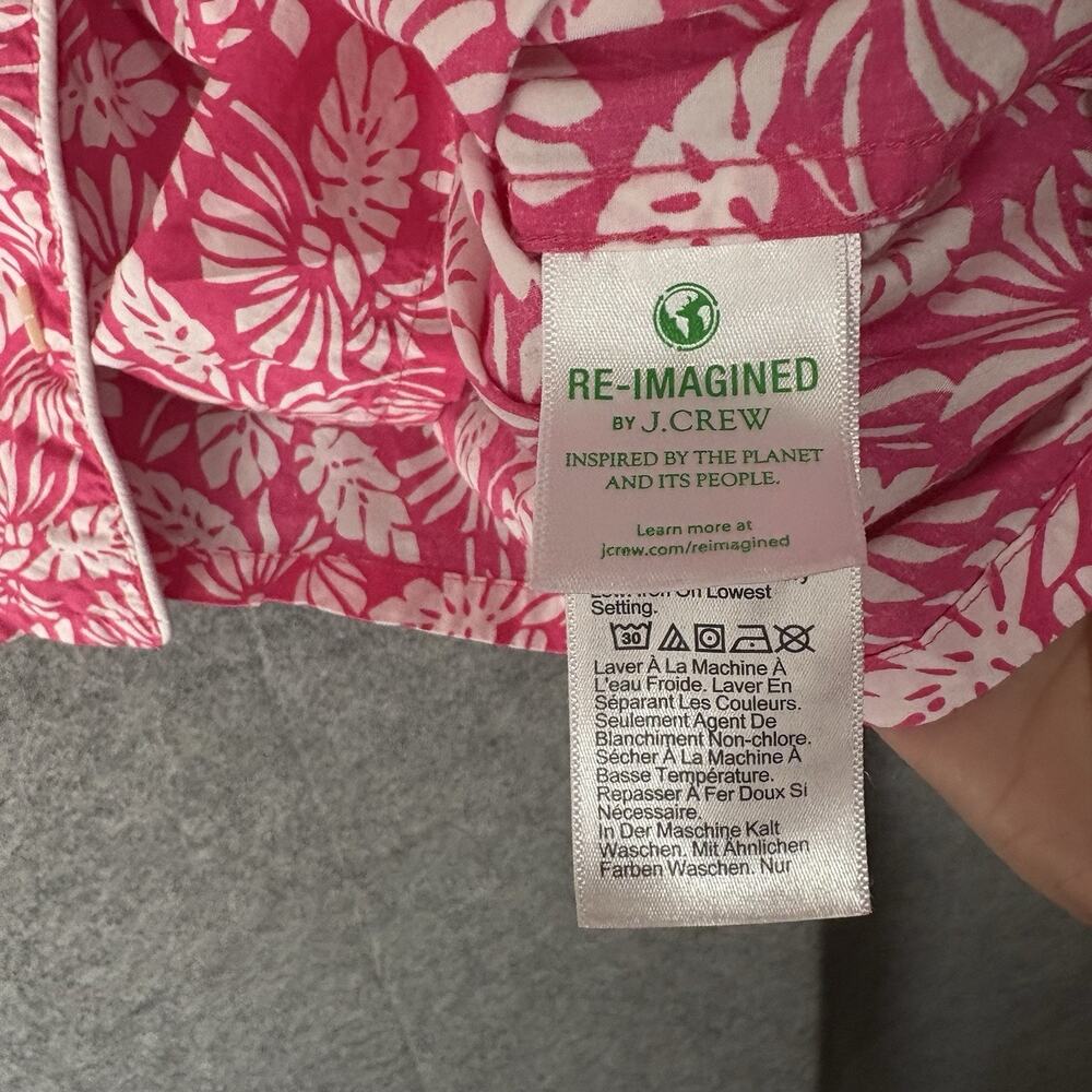 J Crew Pajama Short Set Womens XXL Pink Foliage Pocket Drawstring Lightweight - Picture 4 of 10
